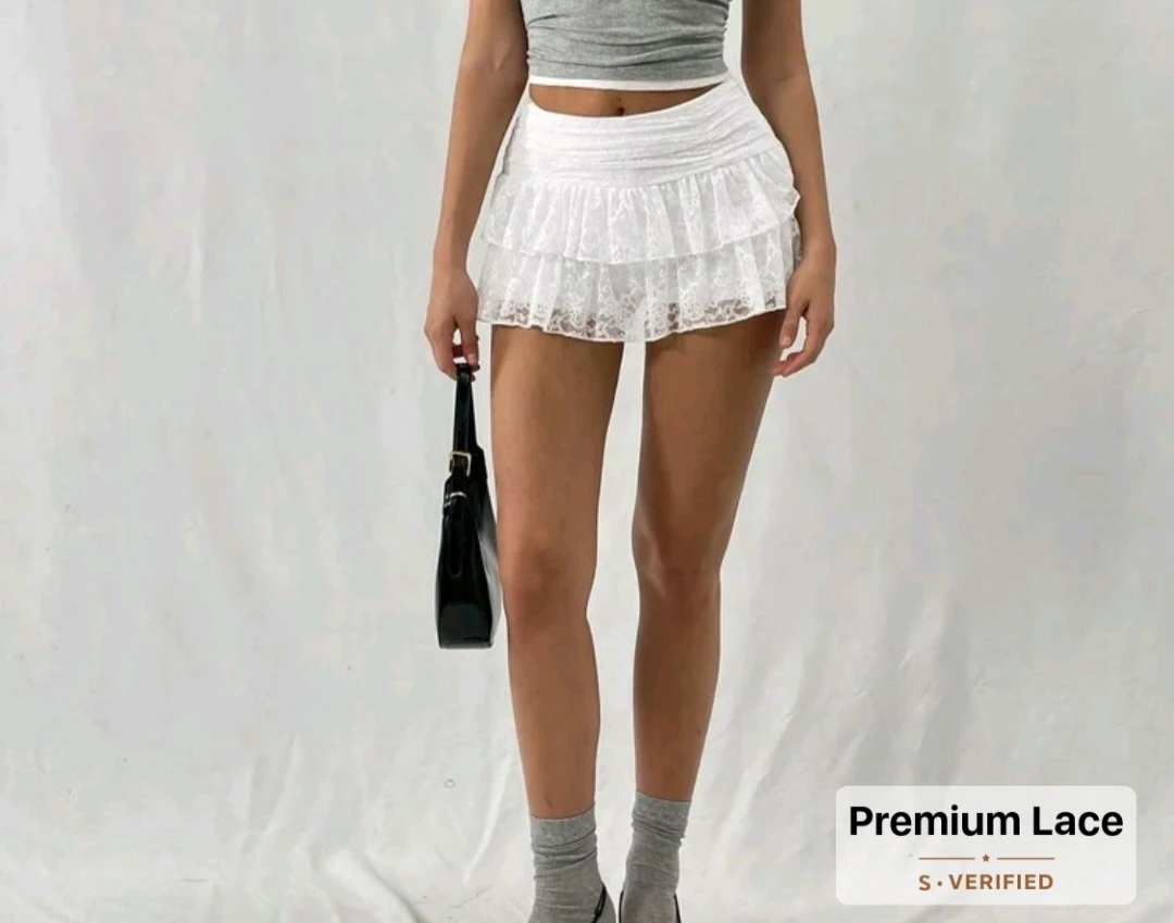 Brand New White Lace Ruffle Mini Skirt - photo 2