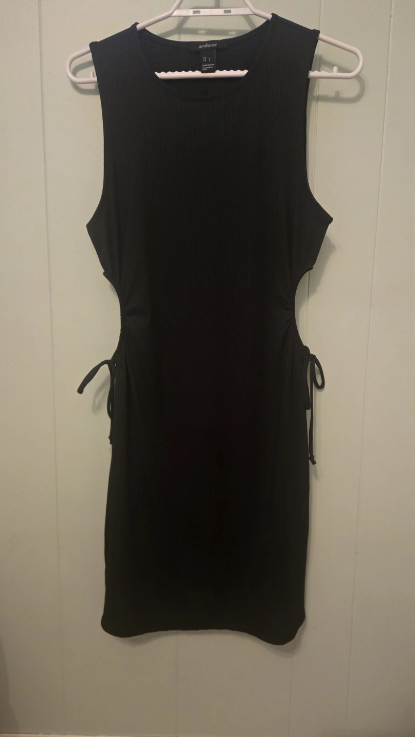 Black Ribbed Cut-Out Dress