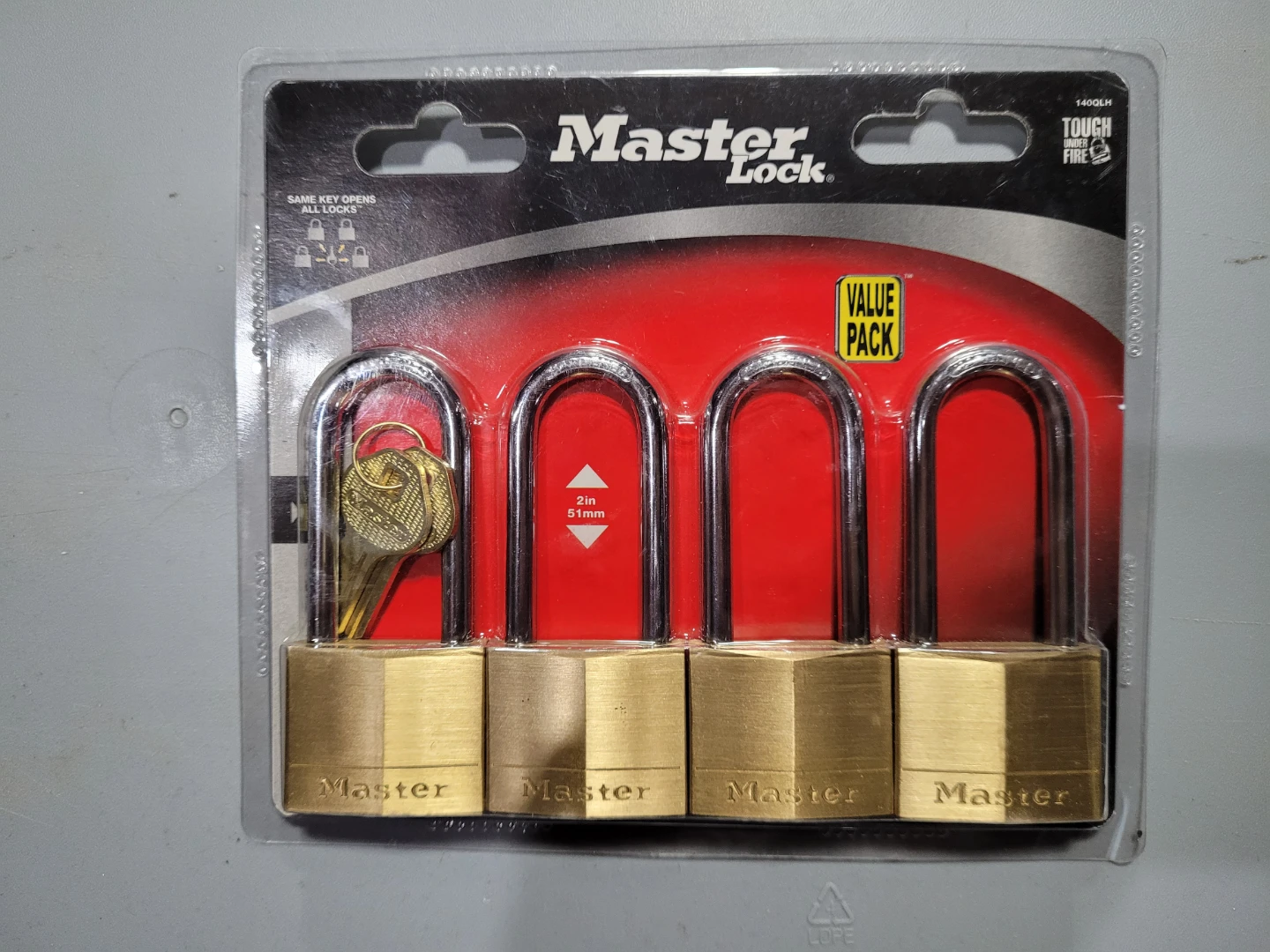 Master Lock 140QLH Keyed-Alike Wide Padlocks, Solid Brass