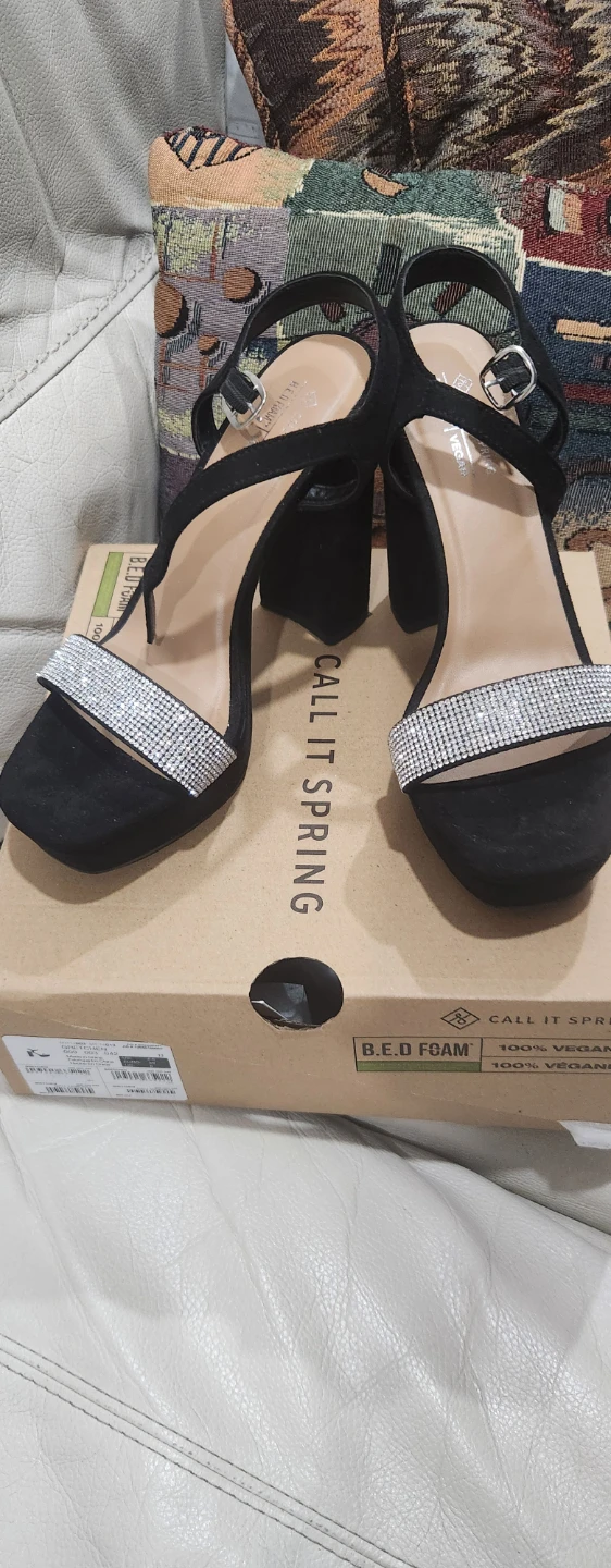 Call It Spring Black Glitter Platform Heels - photo 3