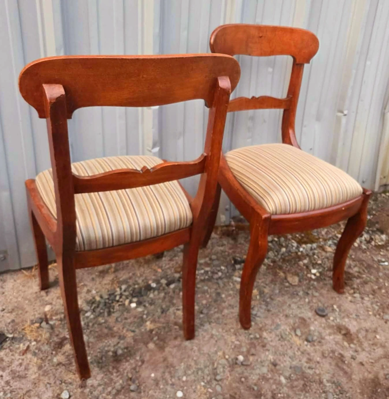 Pair Of Antique Walnut Chairs With Newly Upholstered Seats - photo 5