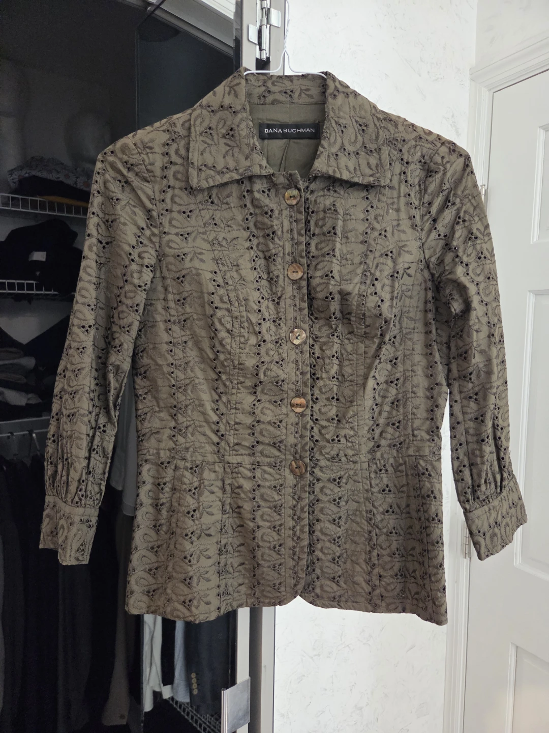 Dana Buchman Embroidered Button-Up Shirt