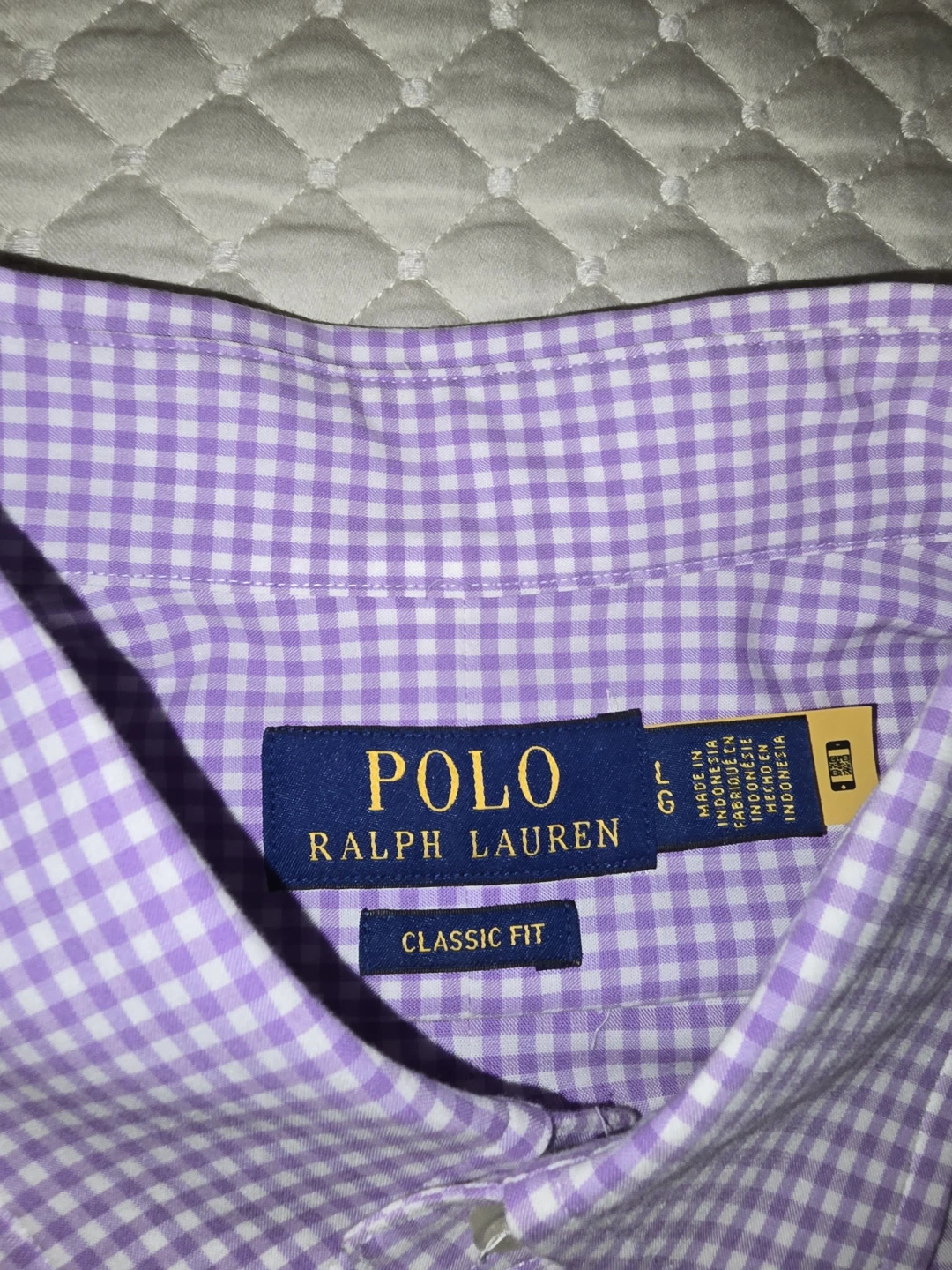 Lg - Ralph Lauren Lavender Gingham Button-Down Dress Shirt. - photo 3