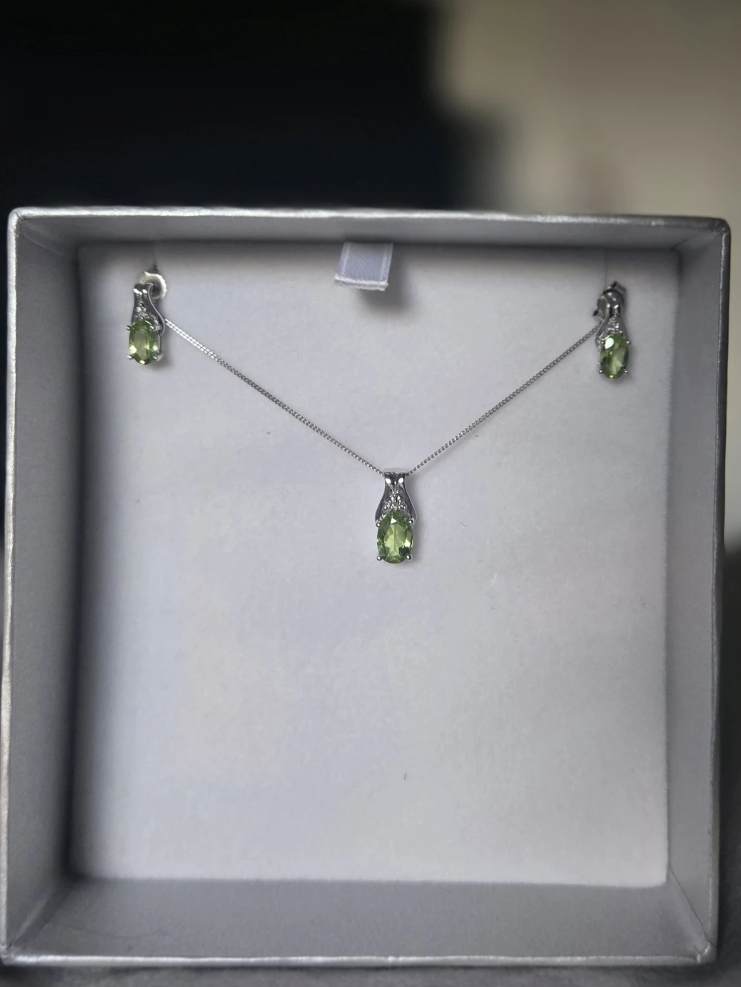 Peridot Necklace and Earrings Set