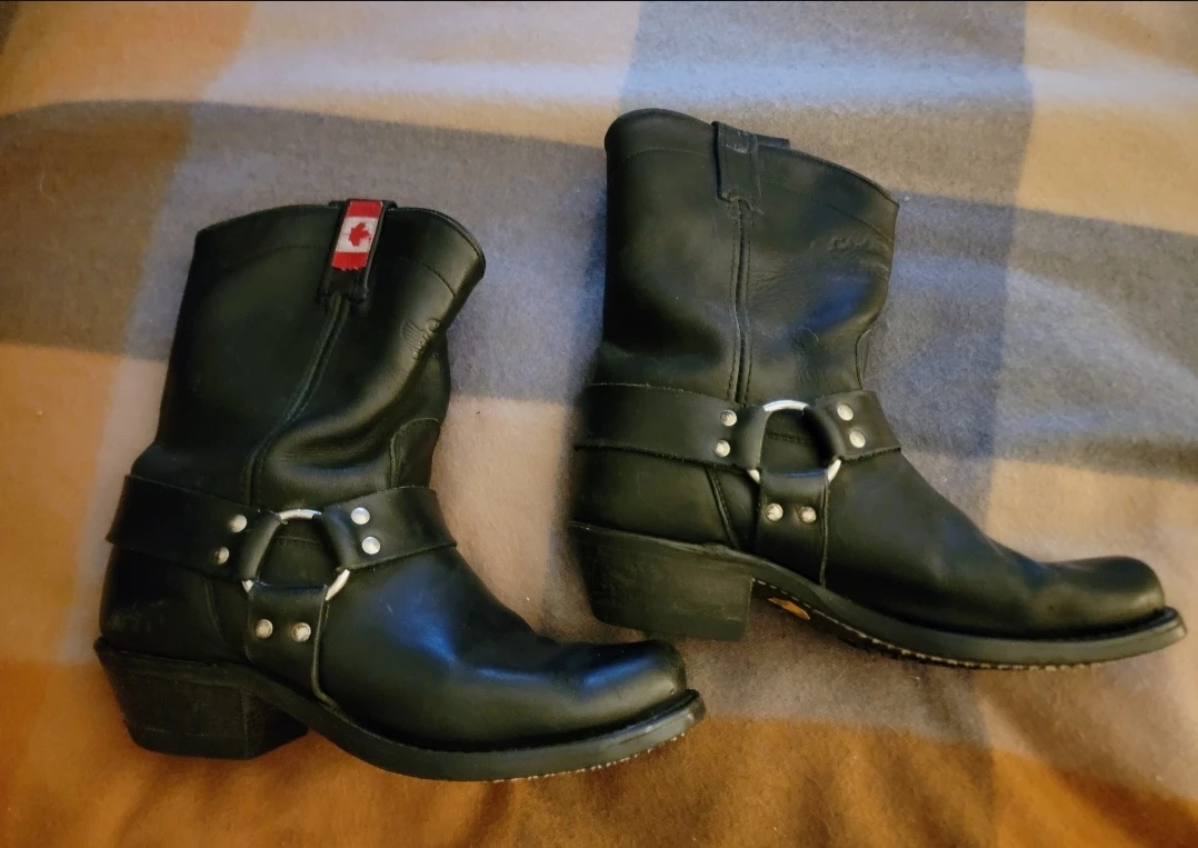 Canada West Boots Black Leather Motorcycle Boots