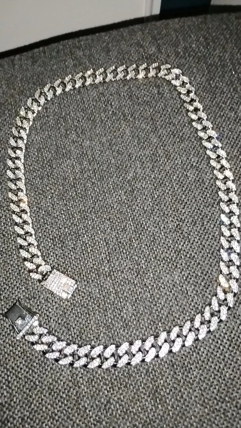 Cuban Link Chain Necklace with Rhinestones - photo 4