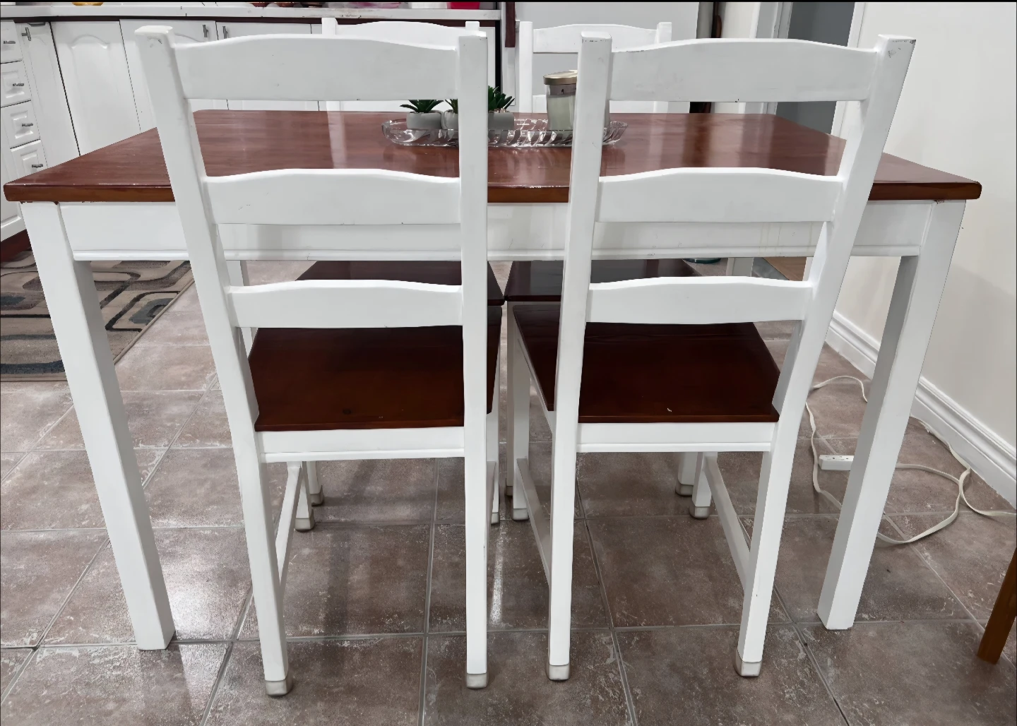 White and Brown Dining Table Set with 4 Chairs - photo 2