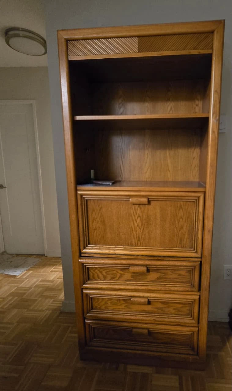 Wooden Bookshelf with Drawers