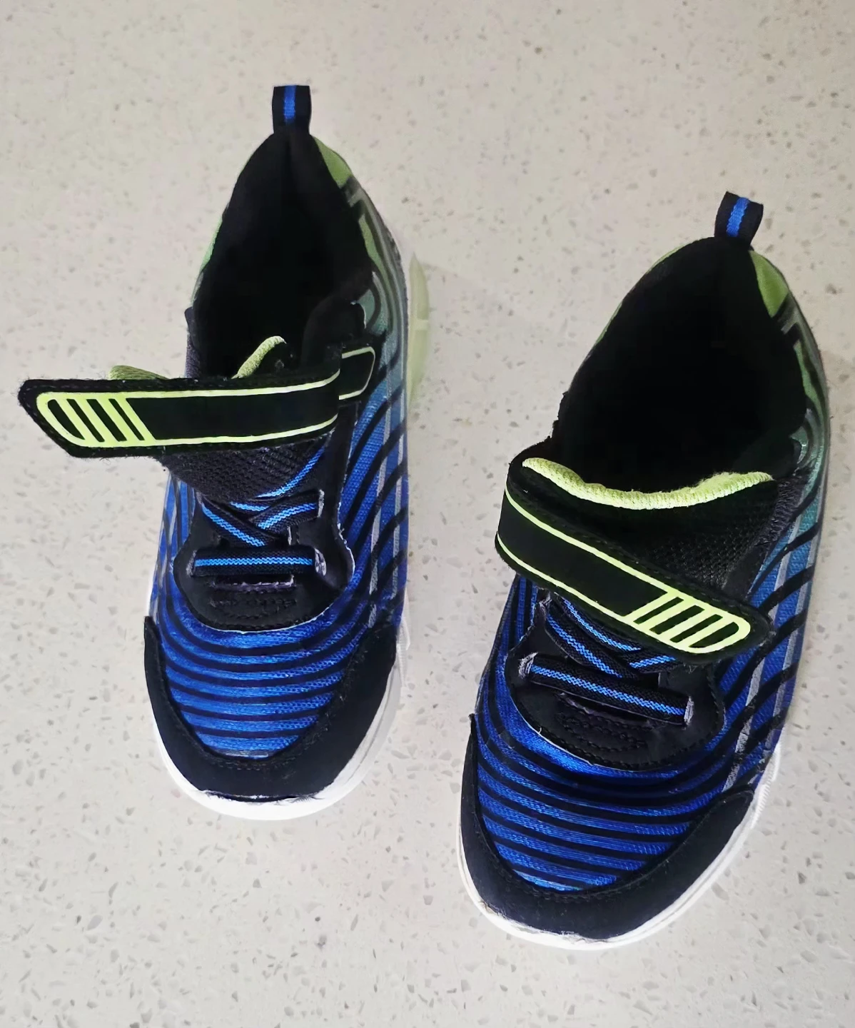 Kids Blue & Green Striped Athletic Shoes - photo 2