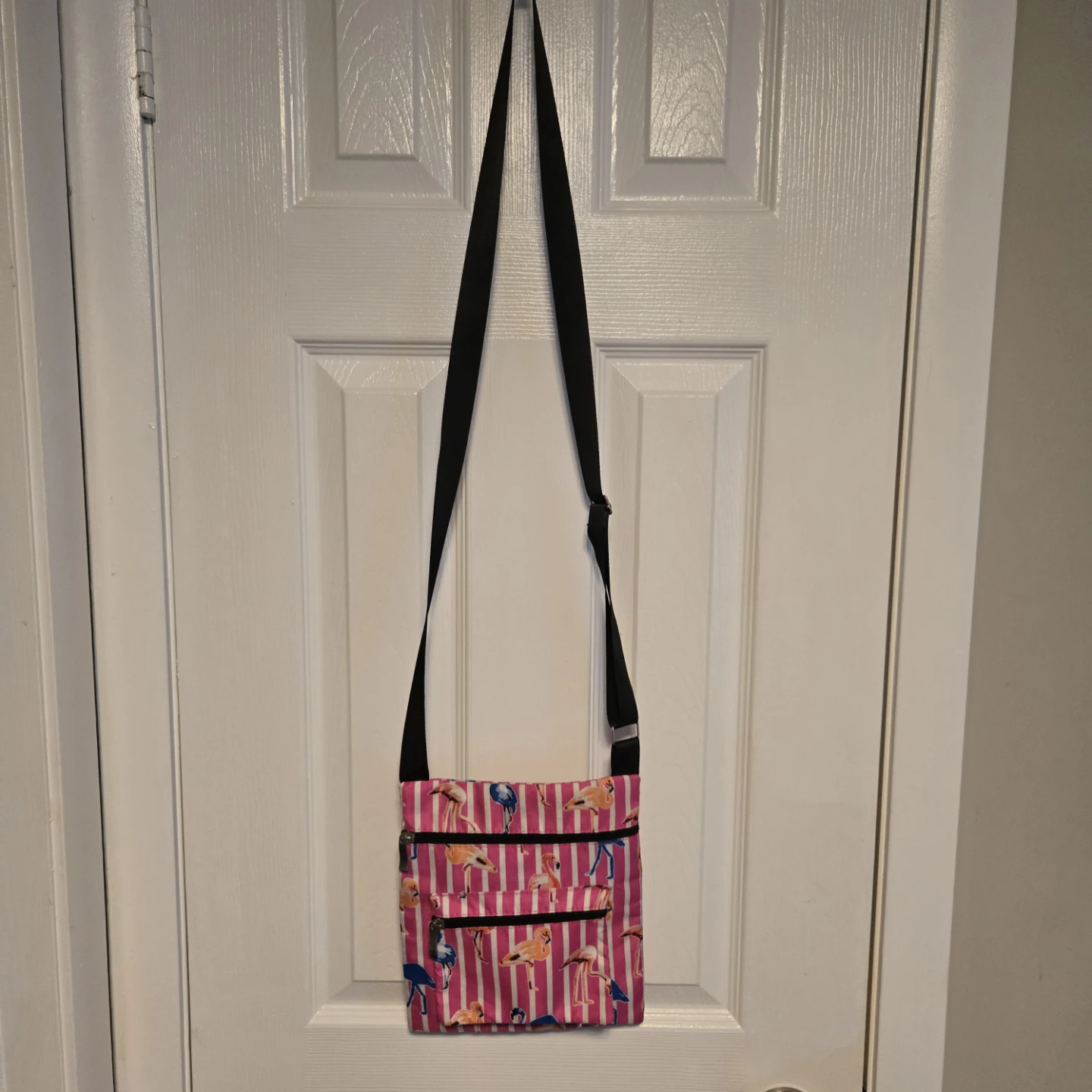 Pink Flamingo Print Crossbody Bag