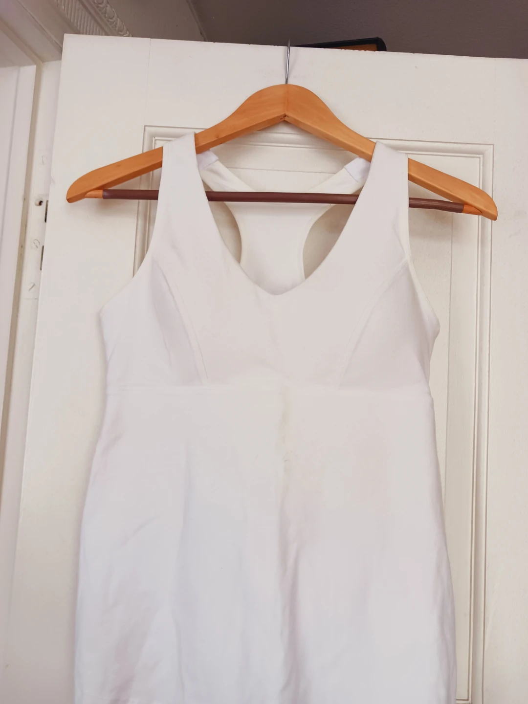 New !! White Tank Top with Built-in Bra.  Size L. - photo 3