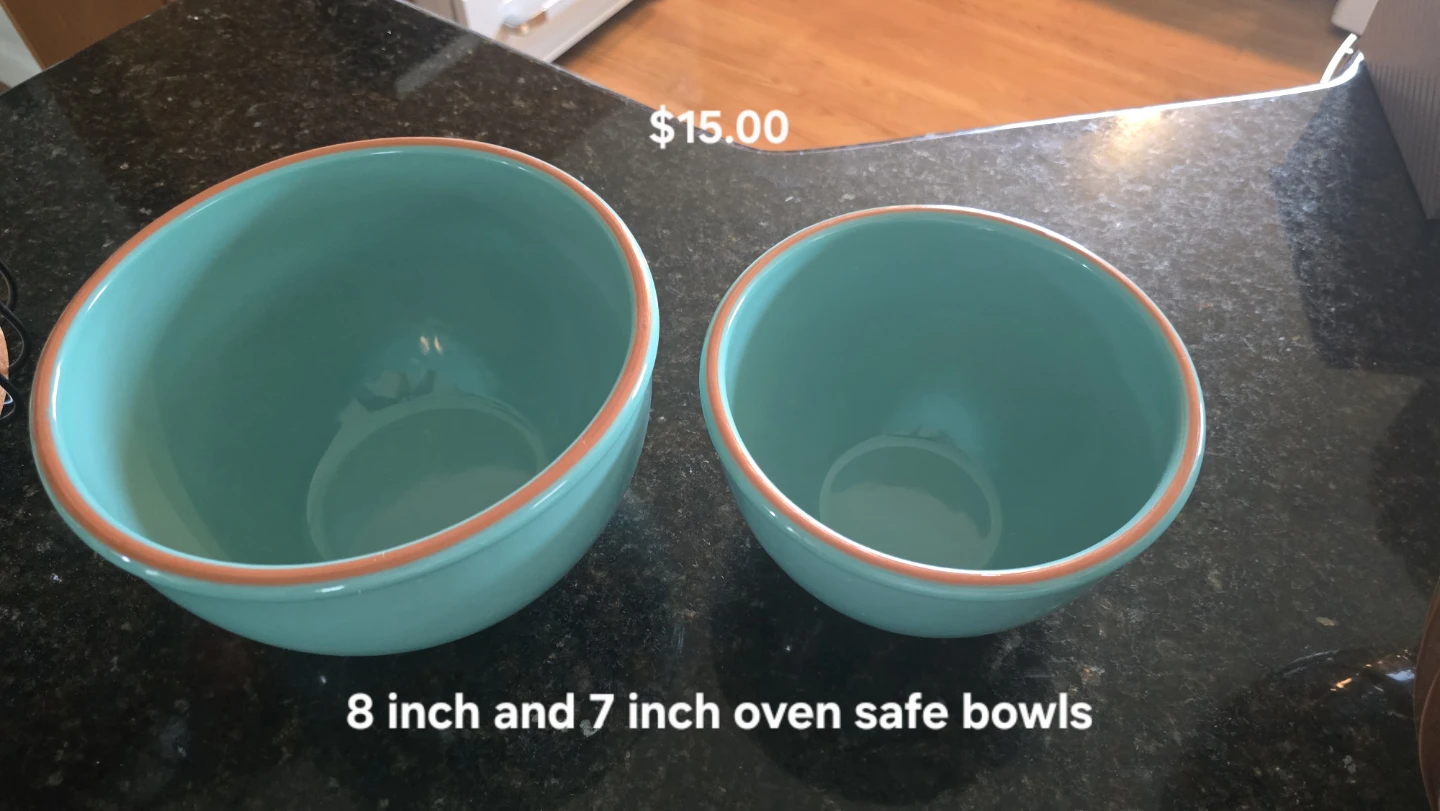 Set of 2 Teal Oven-Safe Mixing Bowls