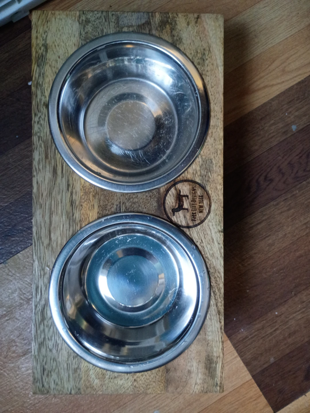 Elevated Dog Bowls Set with Wooden Base