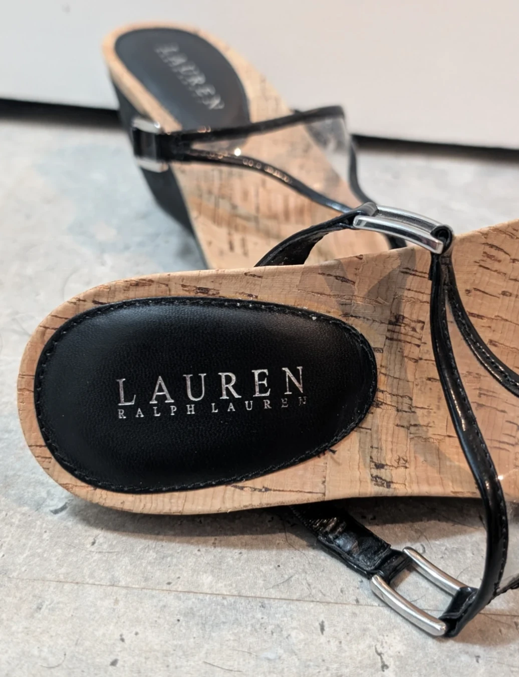 Lauren Ralph Lauren Black Thong Wedge Sandals - photo 2