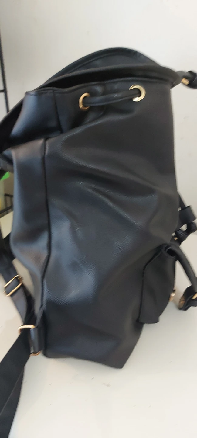 Black Faux Leather Backpack - photo 4