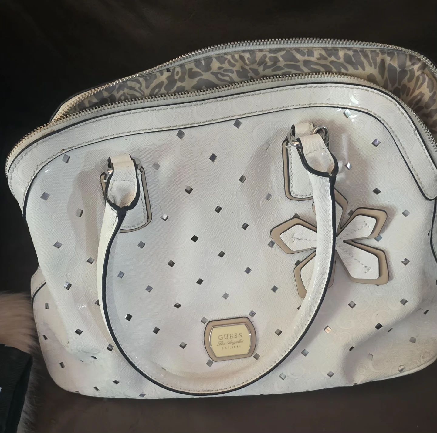 White GUESS Satchel Handbag