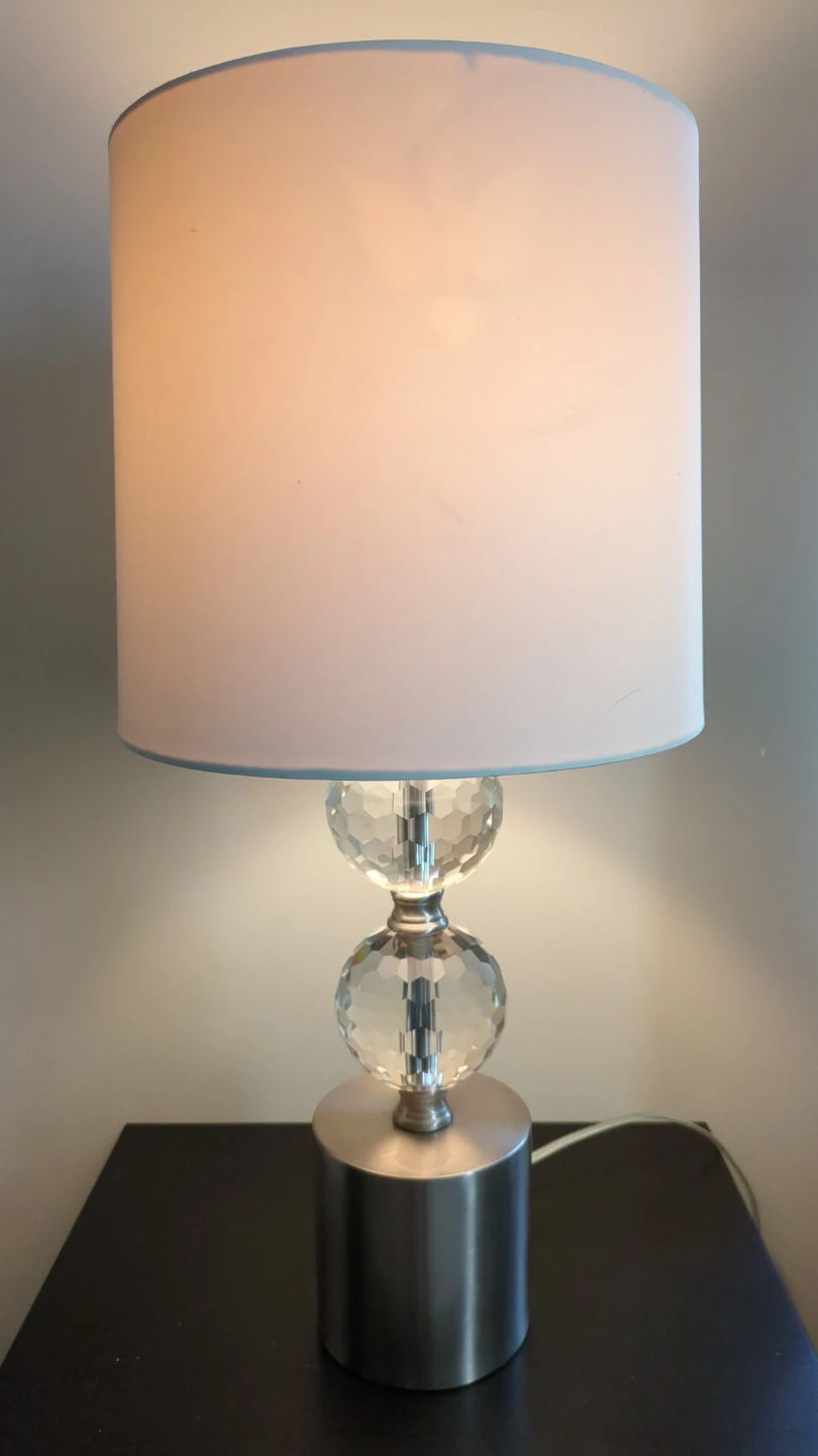 Crystal Ball Accent Lamp with White Shade