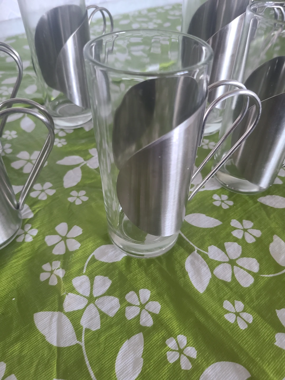 Set of 6 Glass Espresso Cups with Stainless Steel Holders - photo 2