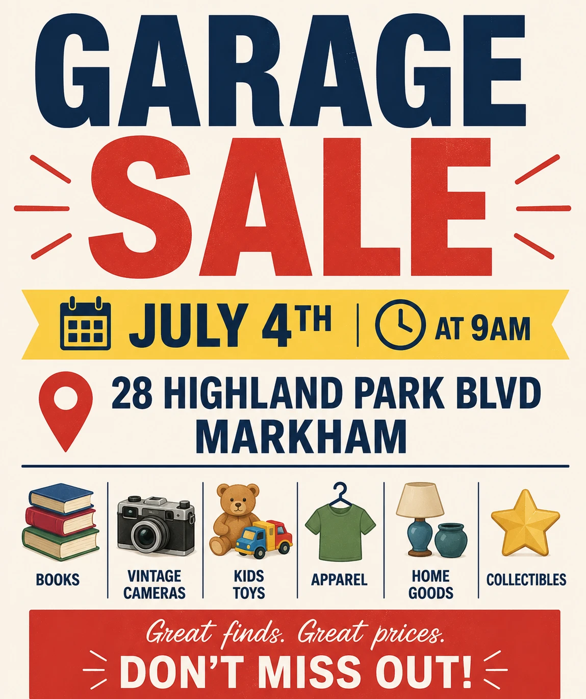Garage Sale - July 4th at 9 AM