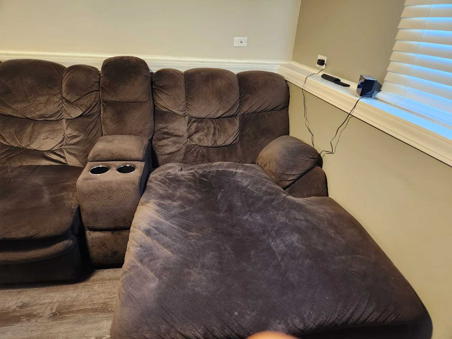 Brown Reclining Sectional Sofa with Cup Holders - photo 2