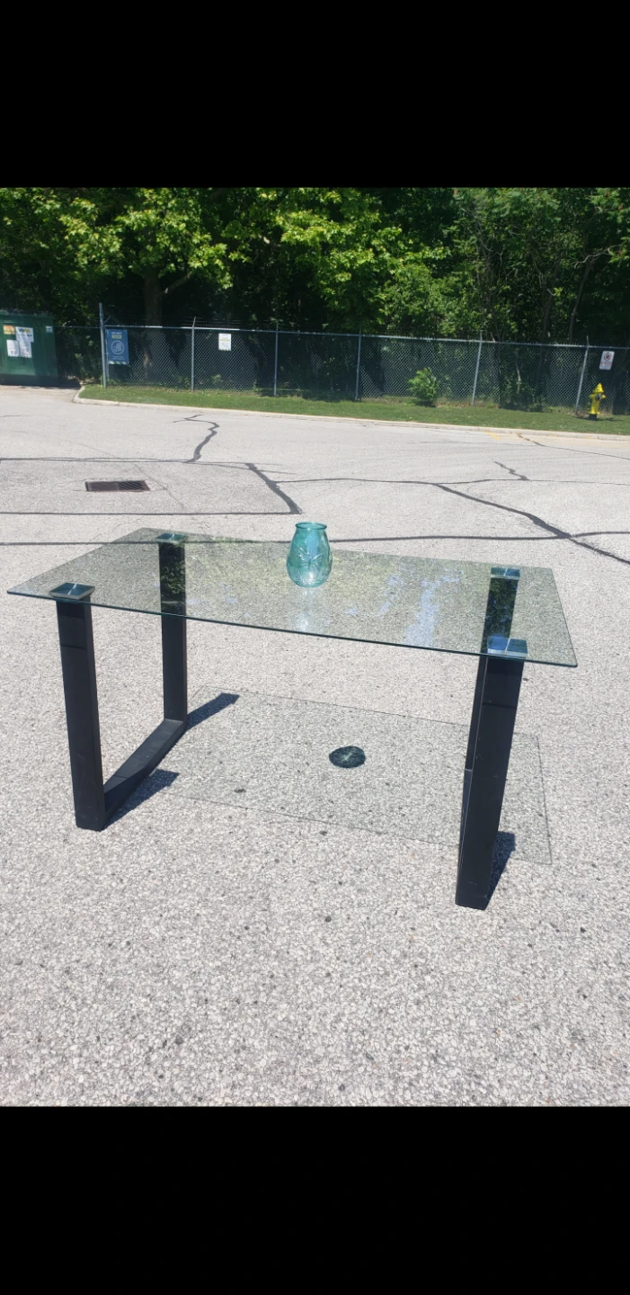 Glass Top Coffee Table with Black Legs