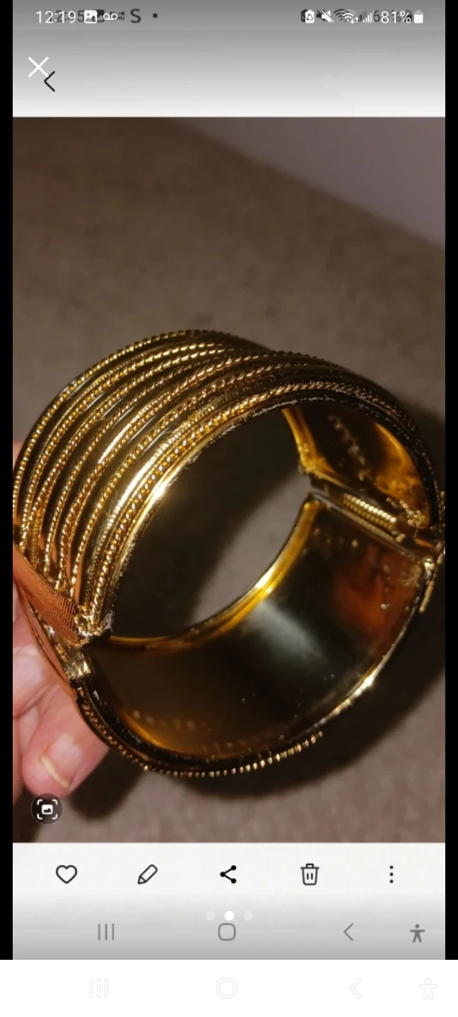 Gold Tone Wide Cuff Bangle Bracelet