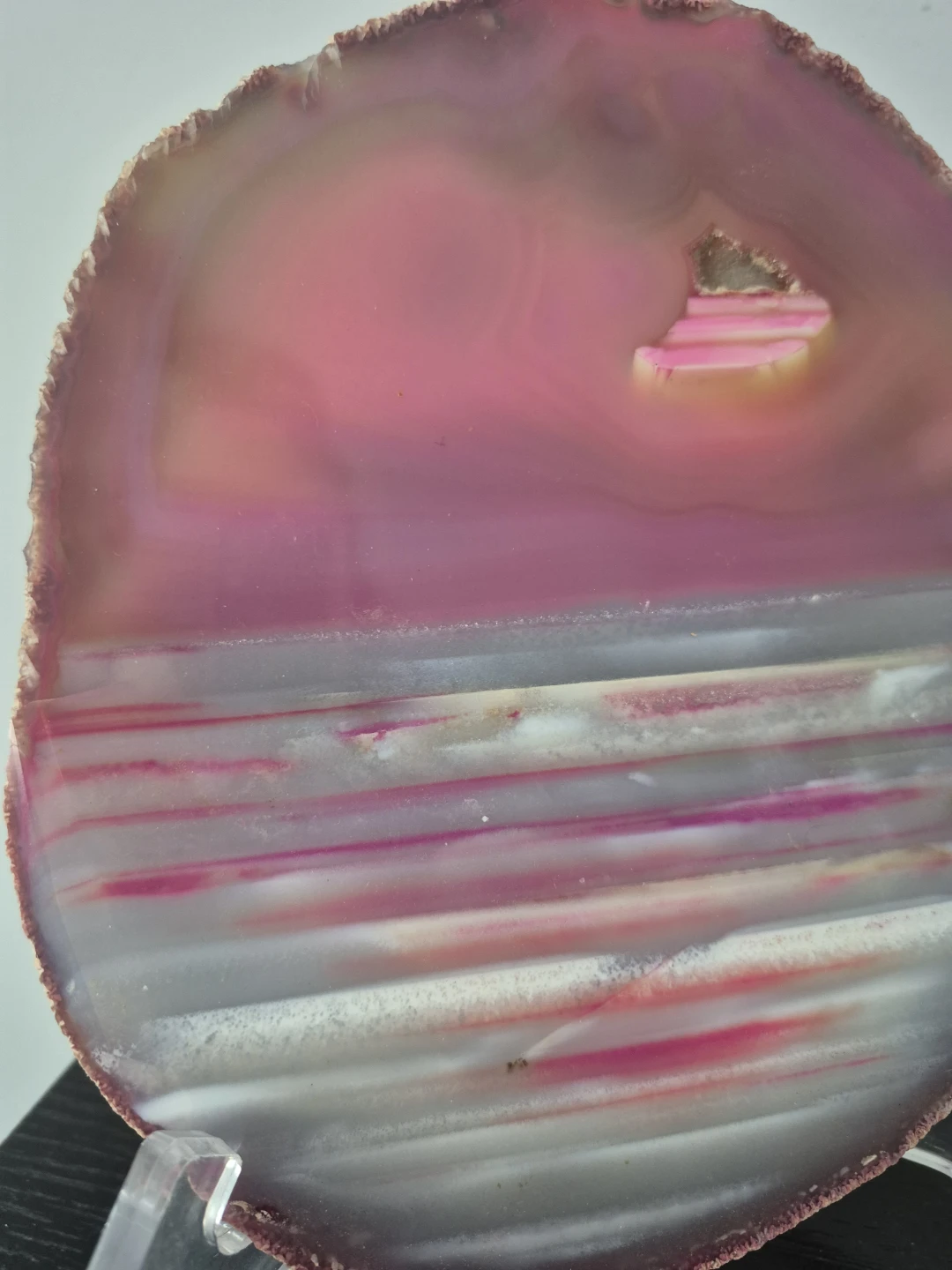 Pink and White Agate Slice Display Piece - photo 2