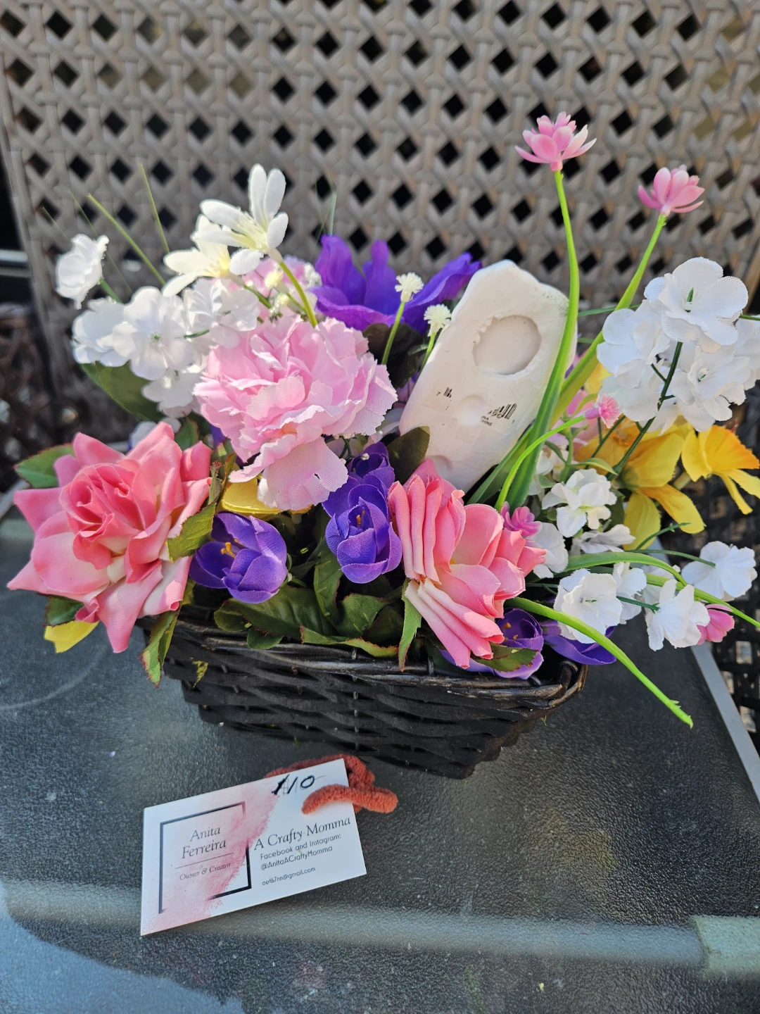 Artificial Flower Arrangement in Wicker Basket - photo 2