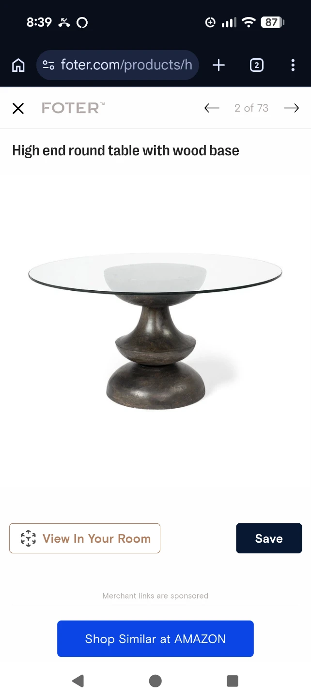 Round glass Table with Pedestal Base