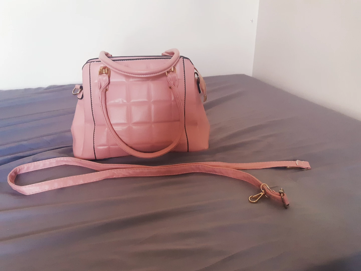 Pink Quilted Handbag with Shoulder Strap - photo 5