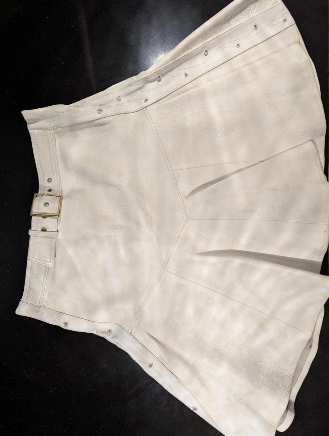 Vintage Genuine Leather White Skirt | Real Leather | - photo 2