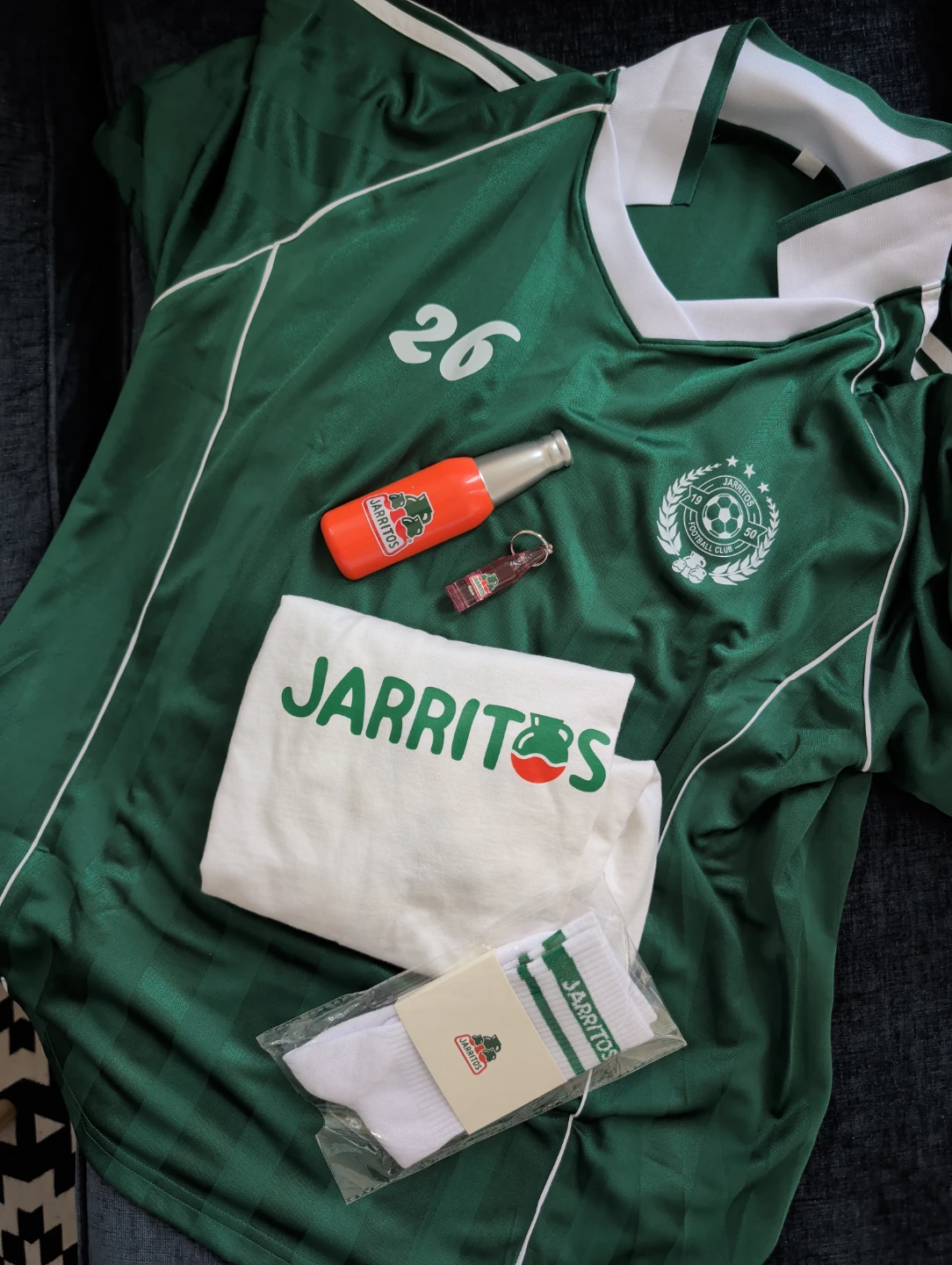 Jarritos Soccer Jersey, T-Shirt, Socks, and Keychain