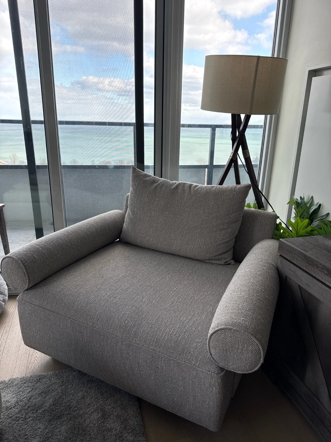 Modern Lounge Chair + Pillow (Excellent Condition)