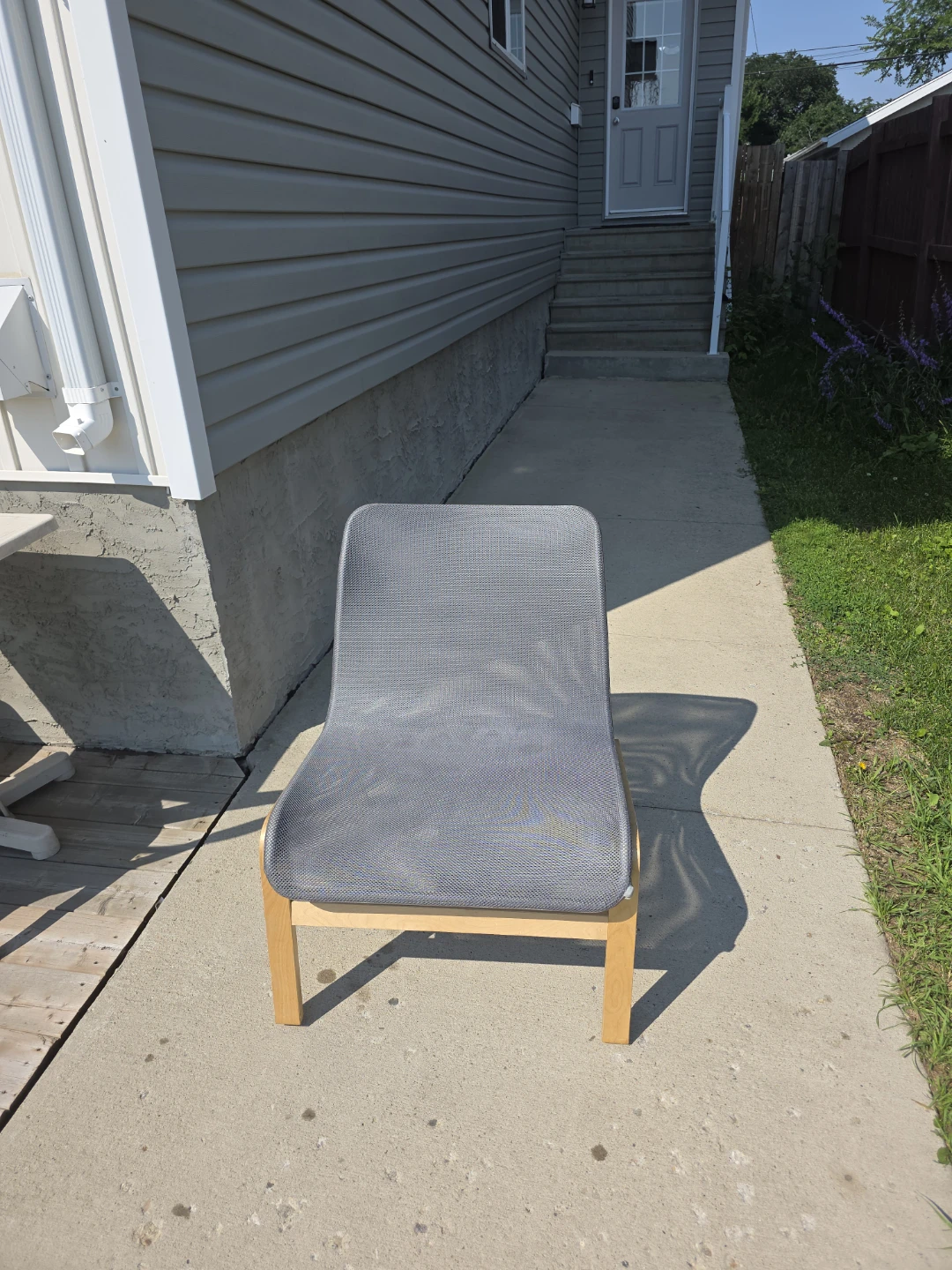 Grey Mesh Chair with Wooden Legs