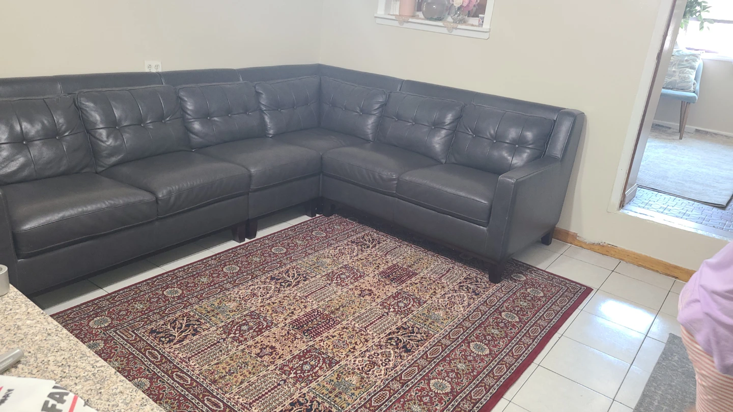 Dark Gray Leather Sectional Sofa
