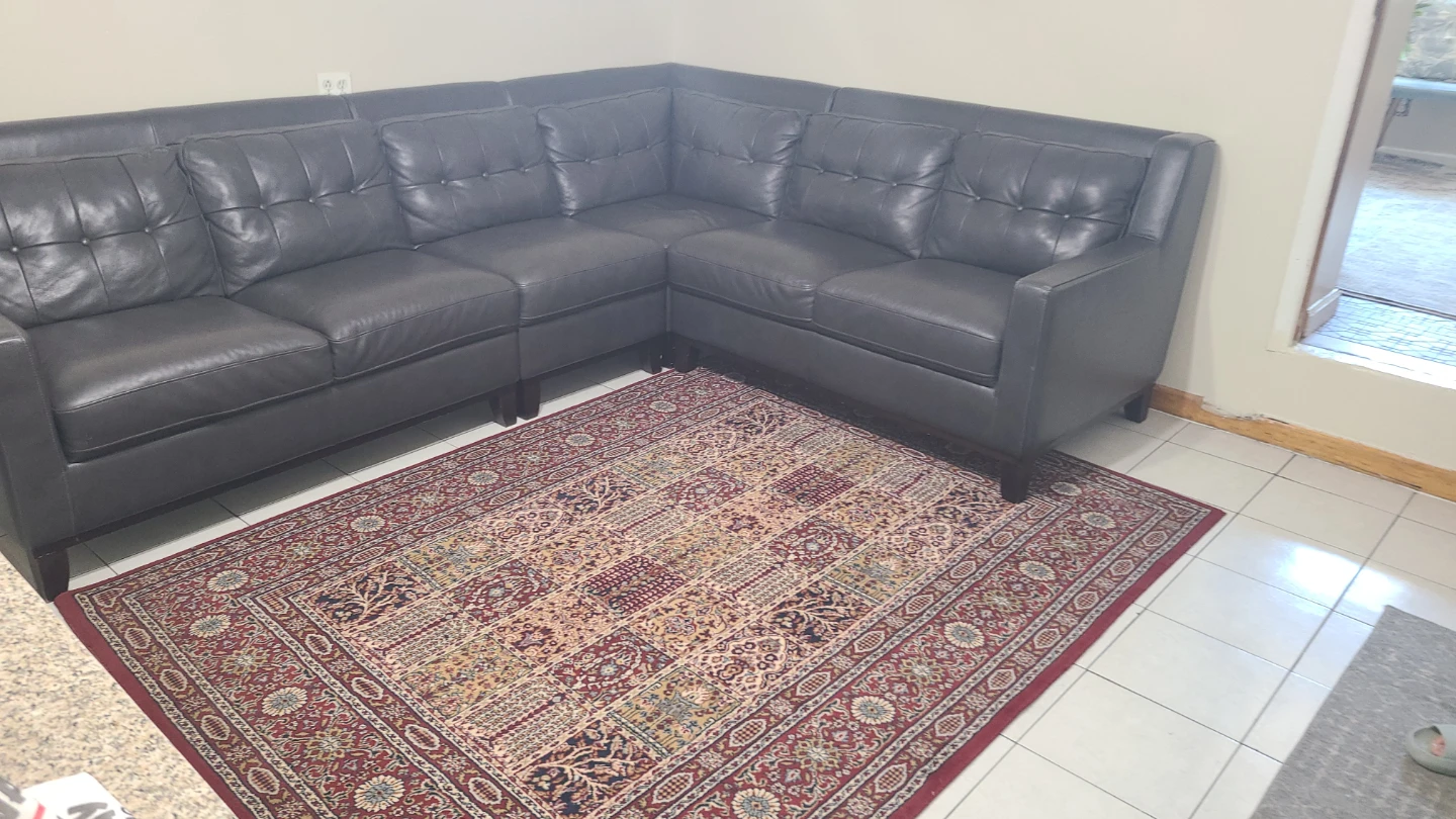 Dark Gray Leather Sectional Sofa - photo 4