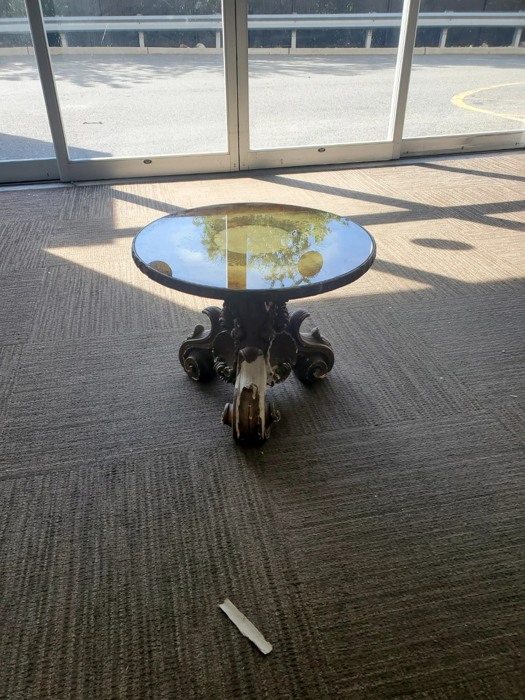 Ornate Pedestal Table with Decorative Top