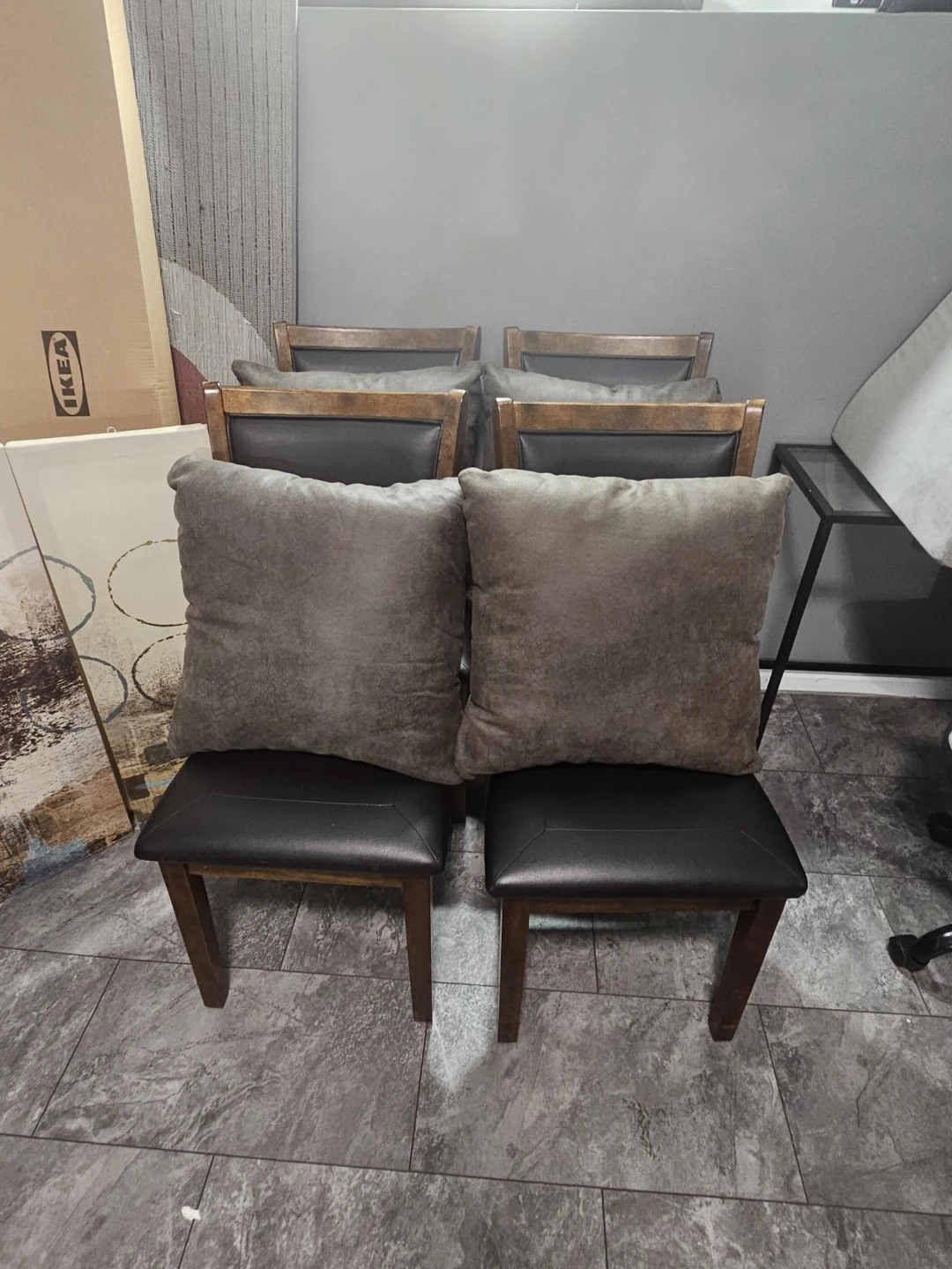 Set of 4 Wood Dining Chairs with Faux Leather Seats - photo 3