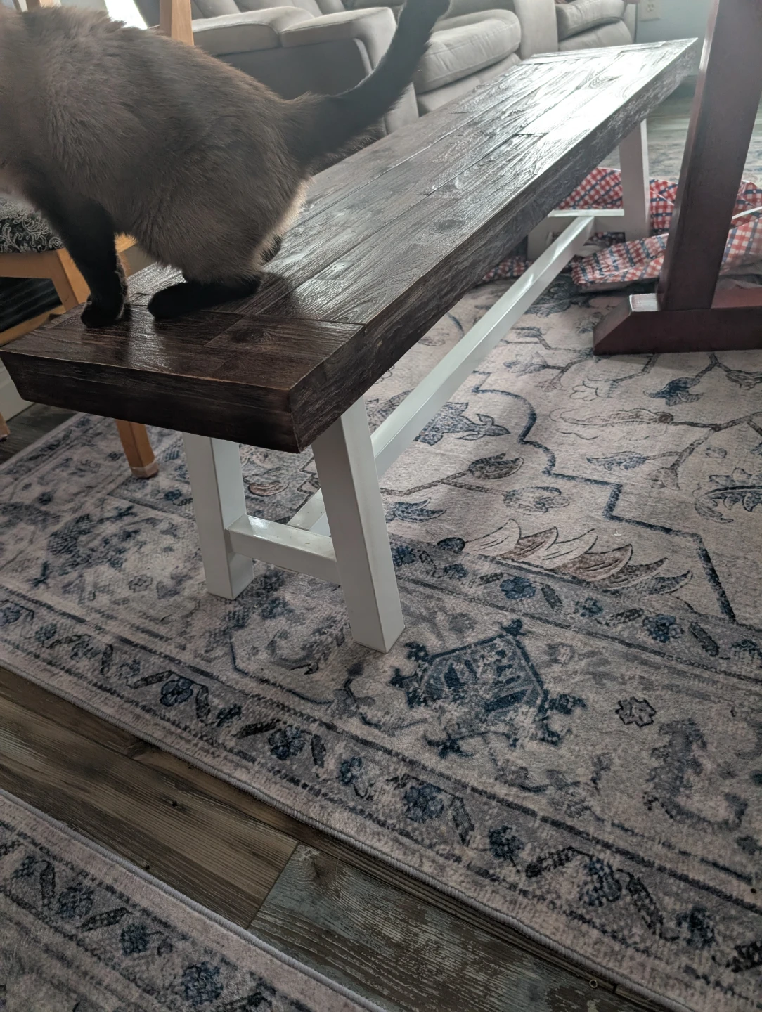 Wooden Bench with White Legs - photo 2