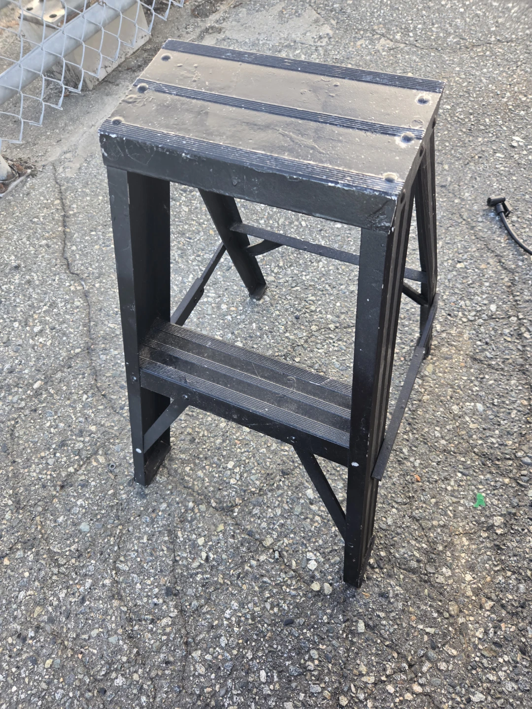 Black Aluminum 2-Step Folding Step Stool