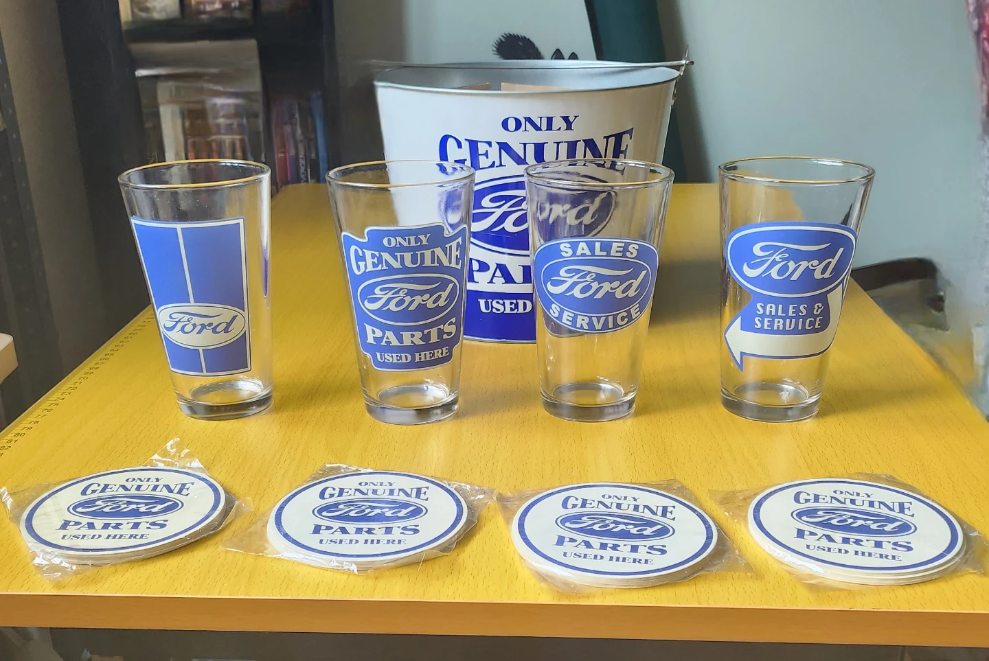 Ford Genuine Parts Coasters & Glasses Set