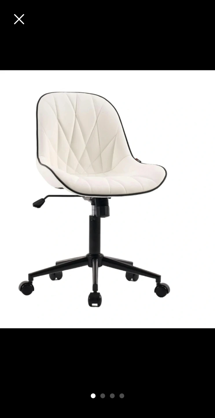 White Mid-Back Office Chair with Adjustable Height