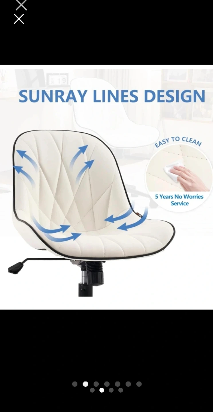 White Mid-Back Office Chair with Adjustable Height - photo 2