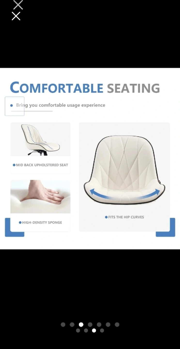 White Mid-Back Office Chair with Adjustable Height - photo 3