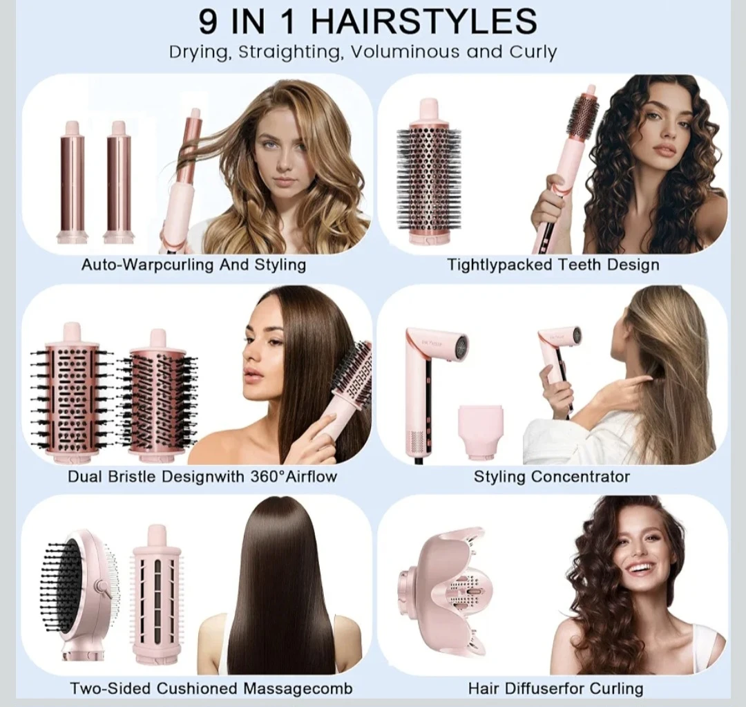 DRYHSIP 9-in-1 Rotating Hair Styler & Dryer - photo 4