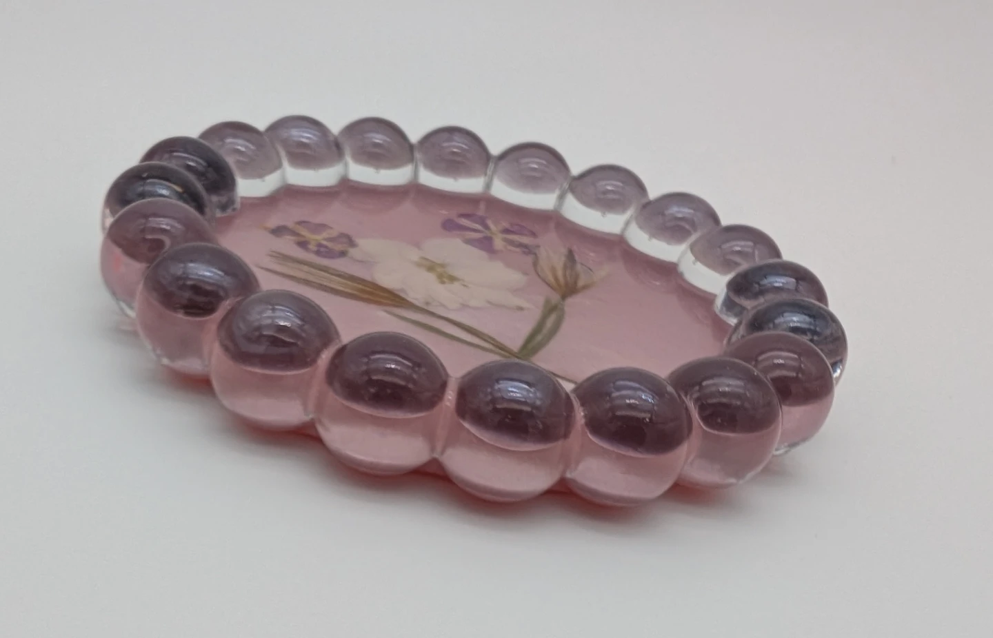 Resin Tray with Dried Flowers and Glass Beads - photo 2