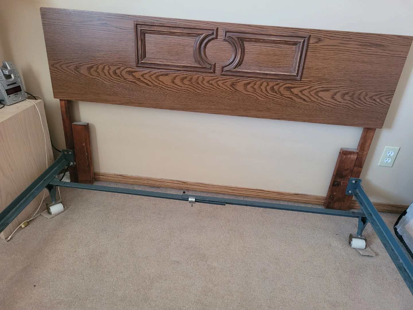 Oak Headboard with Metal Bed Frame - photo 2