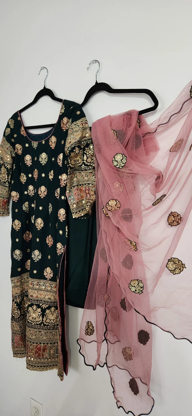 Embroidered Teal Kurti with Pink Dupatta - photo 2
