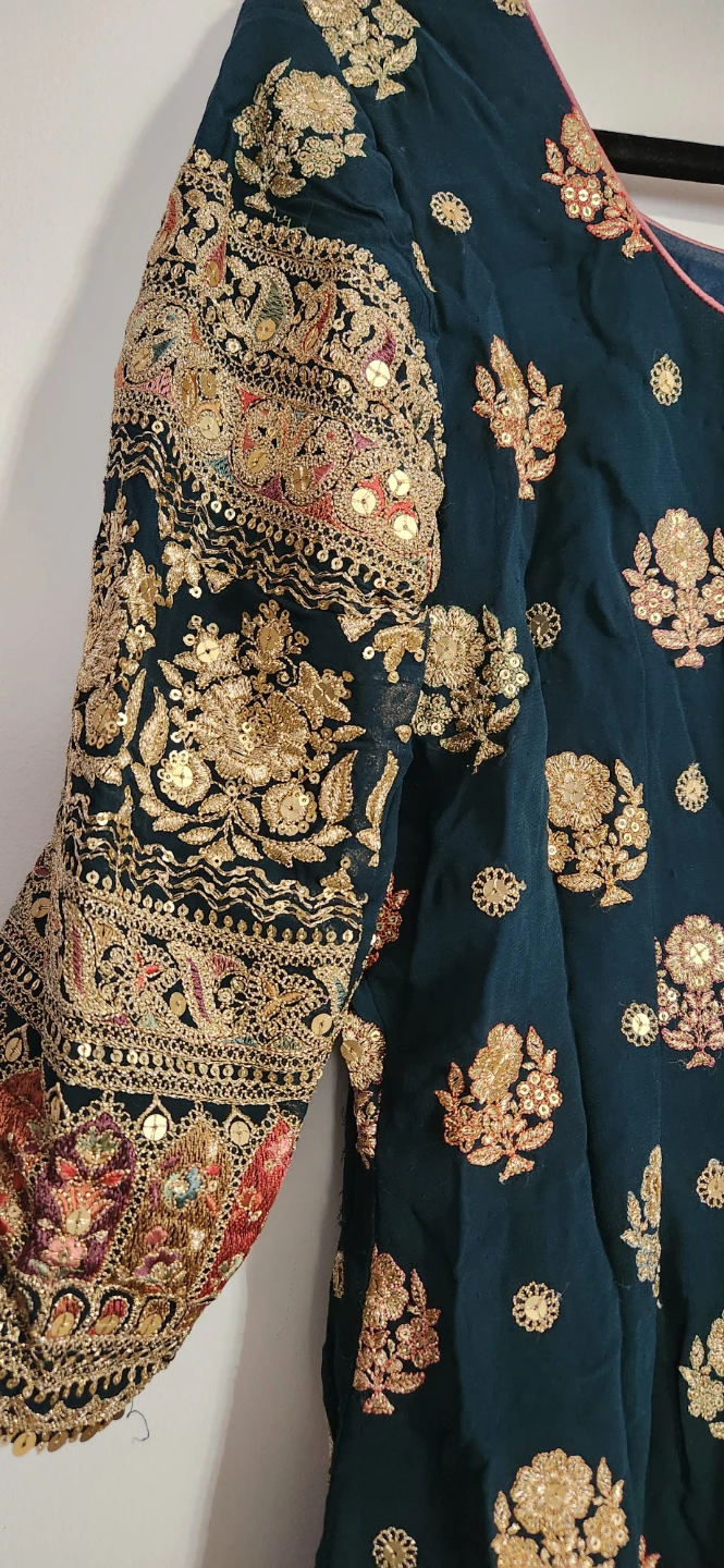 Embroidered Teal Kurti with Pink Dupatta - photo 4