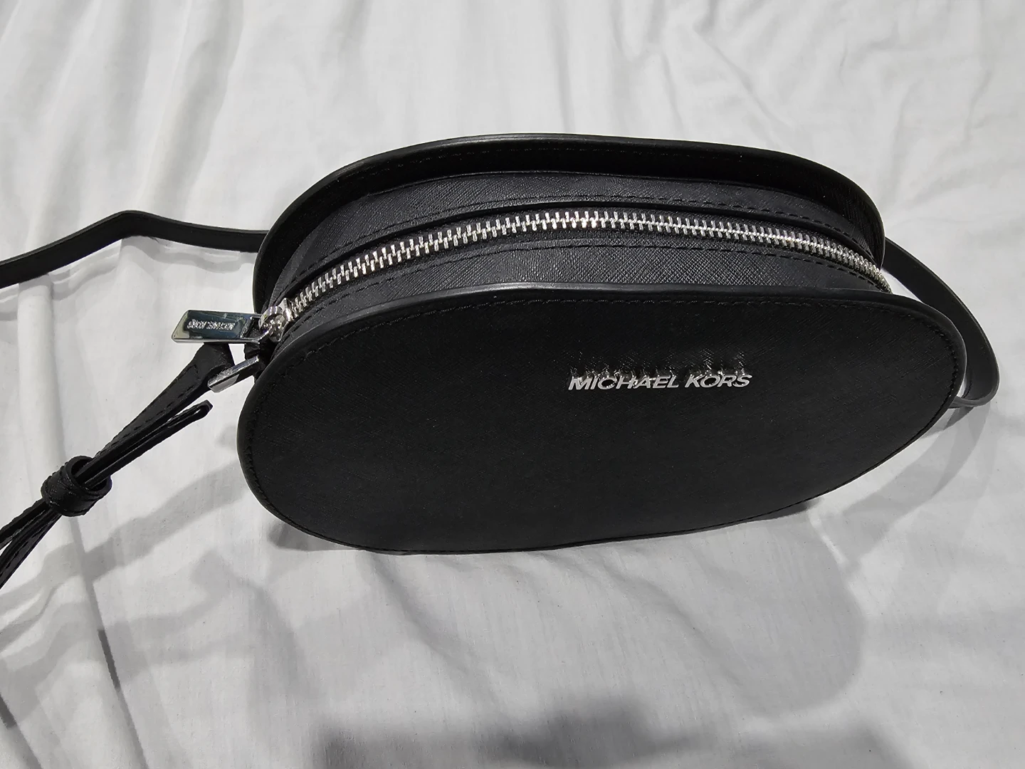 Michael Kors Black Leather Oval Crossbody Bag